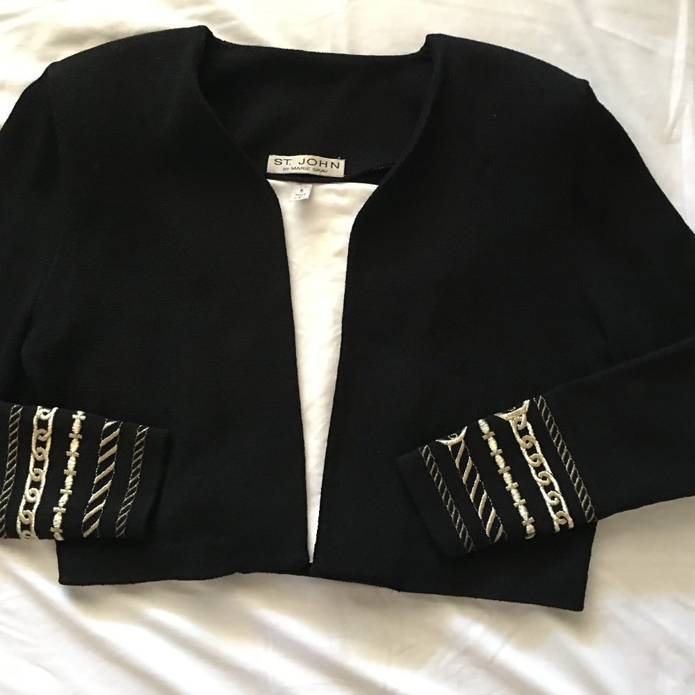 St John black with gold embroidery Santana jacket
